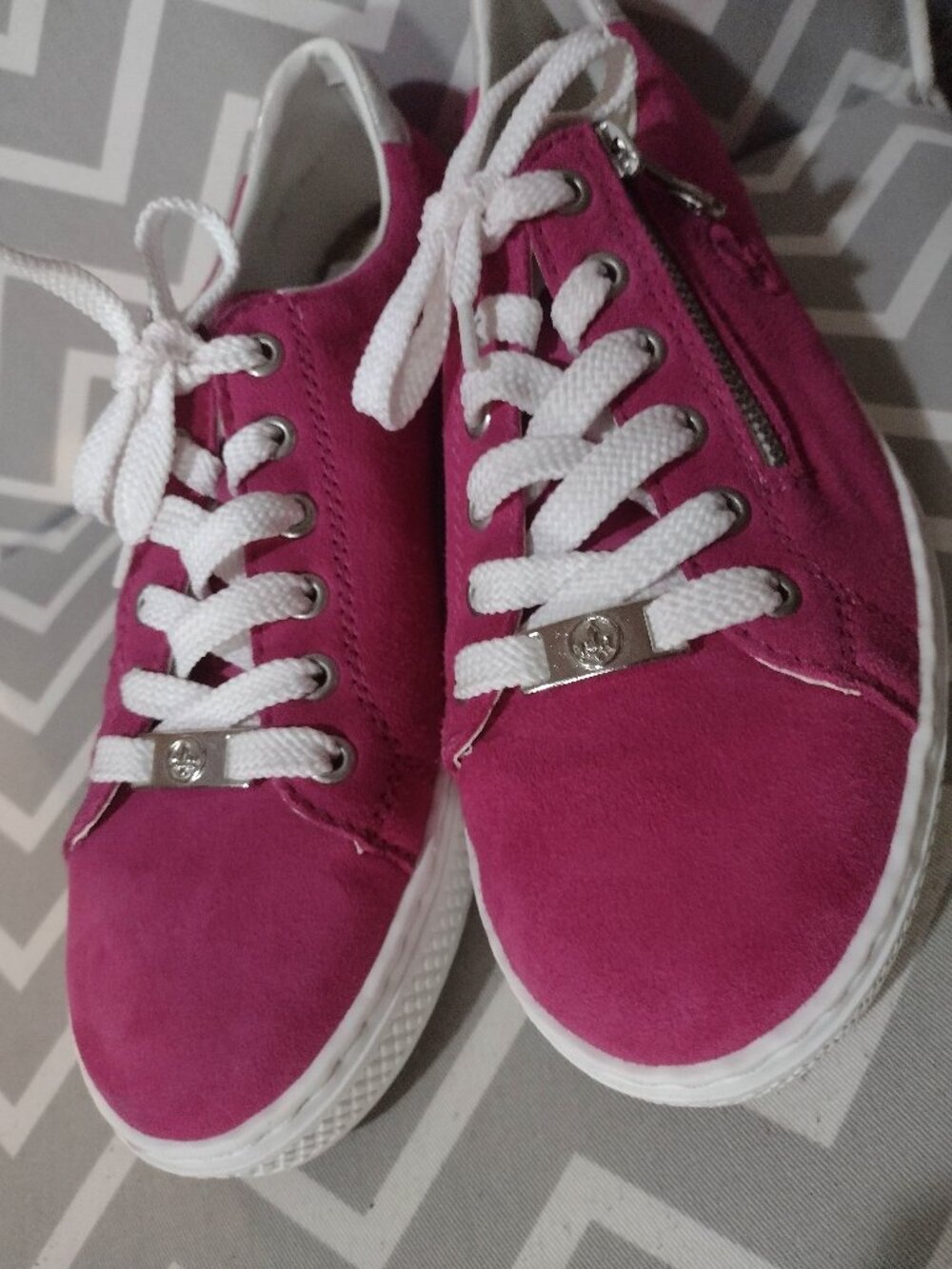 Rieker Rose Pink Sneakers with Zipper Detail